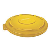 Flat Lid For 44 Gallon Round Trash Container, Yellow