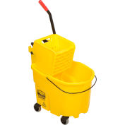 RUBBERMAID WaveBrake Mop Bucket/Wringer System - 35-Quart Capacity - Side Wringer - Yellow