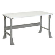 Fixed Height Workbench Flared Leg, 60"W x 30"D x 34"H, 1-1/4" ESD Square Edge, Gray