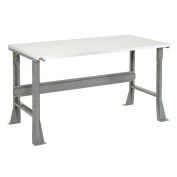 Fixed Height Workbench Flared Leg, 72"W x 30"D x 34"H, 1-1/4" ESD Square Edge, Gray