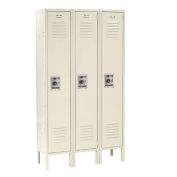 Single Tier Locker, 15x18x72 3 Door, Unassembled, Tan