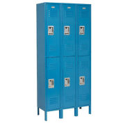 Double Tier Locker, 12x12x36, 6 Door Ready To Assemble, Blue