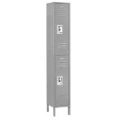 Double Tier Locker, 12x15x36, 2 Door, Ready To Assemble, Gray