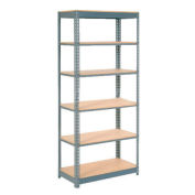 Boltless Heavy Duty Shelving 36"W x 18"D x 60"H, 6 Shelves, Wood Deck