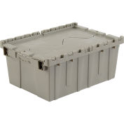 Distribution Container With Hinged Lid, 21.9x15.3x9.7, Gray