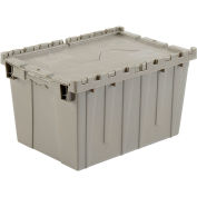 Global Industrial Distribution Container With Hinged Lid, 21-7/8x15-1/4x12-7/8, Gray