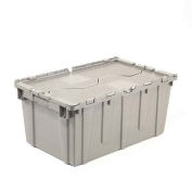 Global Industrial Plastic Attached Lid Shipping & Storage Container, 25-1/4x16-1/4x13-3/4, Gray