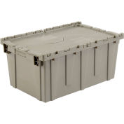 Distribution Container With Hinged Lid, 27-3/16x16-5/8x12-1/2, Gray
