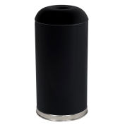 Open Top High Gloss Finish Waste Receptacle with Galvanized Liner, 15 Gallon, Black