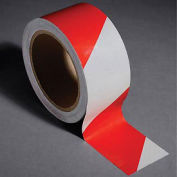 INCOM Reflective Safety Tape, 2"W x 30'L, Striped Red/White, 1 Roll