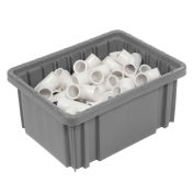 Plastic Dividable Grid Container, 10-7/8"L x 8-1/4"W x 5"H, Gray - Pkg Qty 20