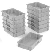 Quantum DG92035GY Plastic Dividable Grid Container, 16-1/2"L x 10-7/8"W x 3-1/2"H, Gray - Pkg Qty 12