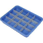 Plastic Dividable Grid Container, 22-1/2"L x 17-1/2"W x 3"H, Blue - Pkg Qty 6