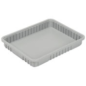 Plastic Dividable Grid Container, 22-1/2"L x 17-1/2"W x 3"H, Gray - Pkg Qty 6
