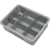 Plastic Dividable Grid Container, 22-1/2"L x 17-1/2"W x 6"H, Gray - Pkg Qty 3