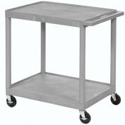 LUXOR | H. WILSON Flush-Shelf Carts - 32"Wx24"D Shelf - 33"H - 2 Shelves - Gray