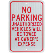 No Parking Unauthorized Vehicles Aluminum Sign, .08mm Thick