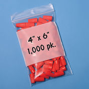 Reclosable Poly Bags W/ Write On Label, 4"W x 6"L, 2 Mil, Clear, 1000/Pack