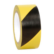 INCOM Striped Hazard Warning Tape, 2"W  x 108'L, Yellow/Black, 1 Roll