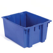 AKRO-MILS Stack and Nest Tote Box - 30x20x15" - Blue - Pkg Qty 3
