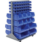 Double-Sided Mobile Rack with (88) Yellow Bins, 36x25-1/2x55