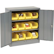 Locking Storage Cabinet With (12) Yellow Removable Bins, 36x18x42