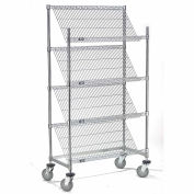 Nexel Chrome Slant Wire Shelving Truck, 4 Shelves, 48"W x 18"D x 69"H