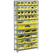 Open Bin Shelving w/8 Shelves & 15 Yellow Bins, 36x18x73