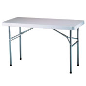 Adjustable Height Folding Table 48"L x 24"W, 24 to 36"H - White