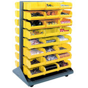 Double-Sided Mobile Rack with (96) Yellow Bins, 36x25-1/2x55