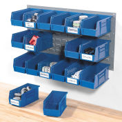 Wall Panels With (18 ) Blue Hanging Bins, 36x11x19