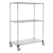 Nexel Open Sided Wire Exchange Truck, 2 Wire 1 Galvanized Shelf, 800 Lb Cap, 60x24x69