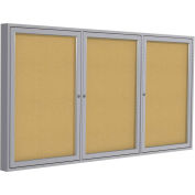 Ghent® Aluminum Frame Three Door Bulletin Board - 96"W X 48"H