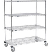 Nexel E-Z Adjust Wire Shelf Truck, 48x24x60, 1200 Lb. Capacity with Brakes