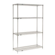 Nexel Quick Adjust Wire Shelving, Chrome, 48x24x74