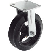 8" Mold-On Rubber Wheel, Heavy Duty Rigid Plate Caster, 600 Lb. Capacity