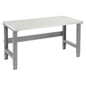 Adjustable Height Workbench C-Channel Leg, Plastic Laminate Square Edge, 60"W x 30"D, Gray