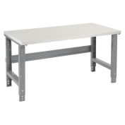 72"W X 30"D Plastic Laminate Square Edge Workbench - 1-5/8" Top - Adjustable Height - Gray