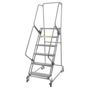 Ballymore FSH626P Perforated 24"W 6 Step Steel Rolling Ladder 14"D Top Step, Lock Style A