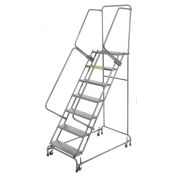 Ballymore FSH726P Perforated 24"W 7 Step Steel Rolling Ladder 14"D Top Step, Lock Style A