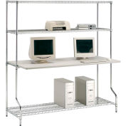 Nexel™ 4-Shelf Wire Computer LAN Workstation, 72"W x 30"D x 74"H, Chrome
