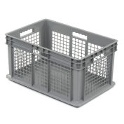 Global Industrial Mesh Straight Wall Container, Solid Base, 23-3/4"Lx15-3/4"Wx12-1/4"H, Gray - Pkg Qty 3