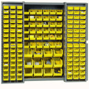 Bin Cabinet with 144 Red Bins, 38x24x72
