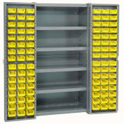 Bin Cabinet with 96 Yellow Bins, 38x24x72