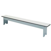 Global Industrial Locker Bench Plastic Laminate Top w/Steel Pedestals, Free Standing, 96x12x18