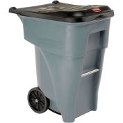 Rubbermaid Large Mobile Waste Receptacle, 65 Gallon, Gray With Lid