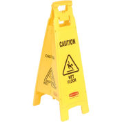 Rubbermaid Wet Floor Sign, 4-Sided Yellow