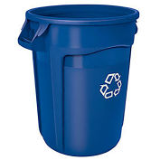 Rubbermaid® Brute Round Recycling Container, 32 Gallon, Blue