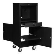 Mobile Security Computer Cabinet, Black, 24-1/2"W x 22-1/2"D x 60-3/8"H