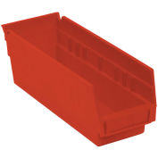 AKRO-MILS Small Parts Shelf Bins - 4-1/8x11-5/8x4" - Red - Pkg Qty 24